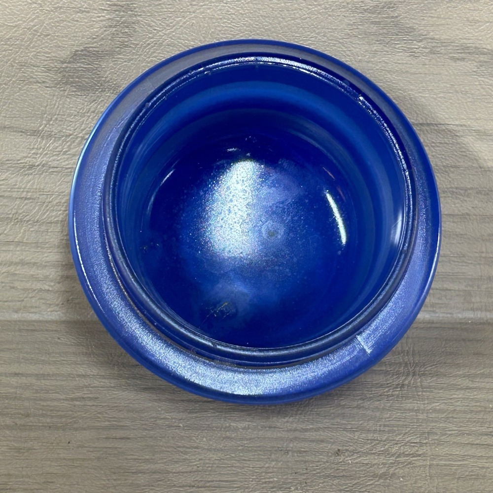 Anchor Hocking Glass Pietro Gobeo Blue Kitchen Canister Flower w Lid Small 5.5" - Picture 6 of 6